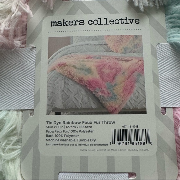 Makers Collective Tie Dye Rainbow Faux Fur Throw - Picture 3 of 3